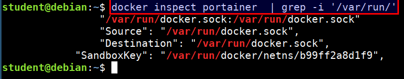 docker inspect for socket