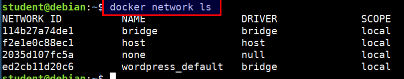 docker network ls