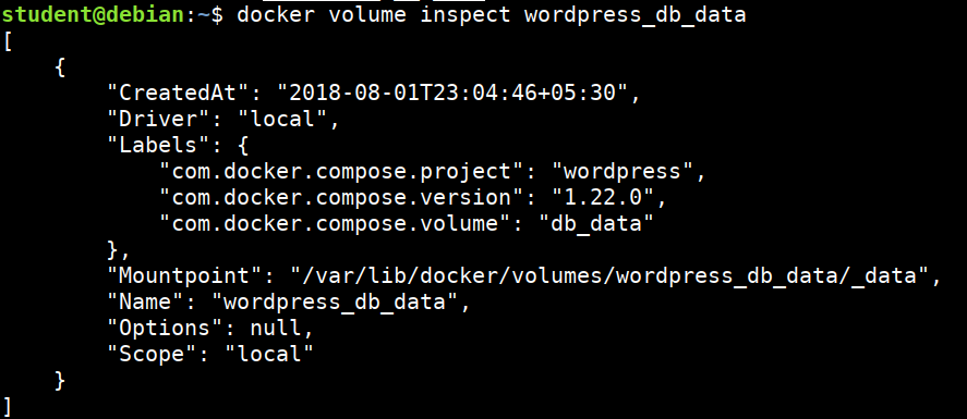 docker volume inspect