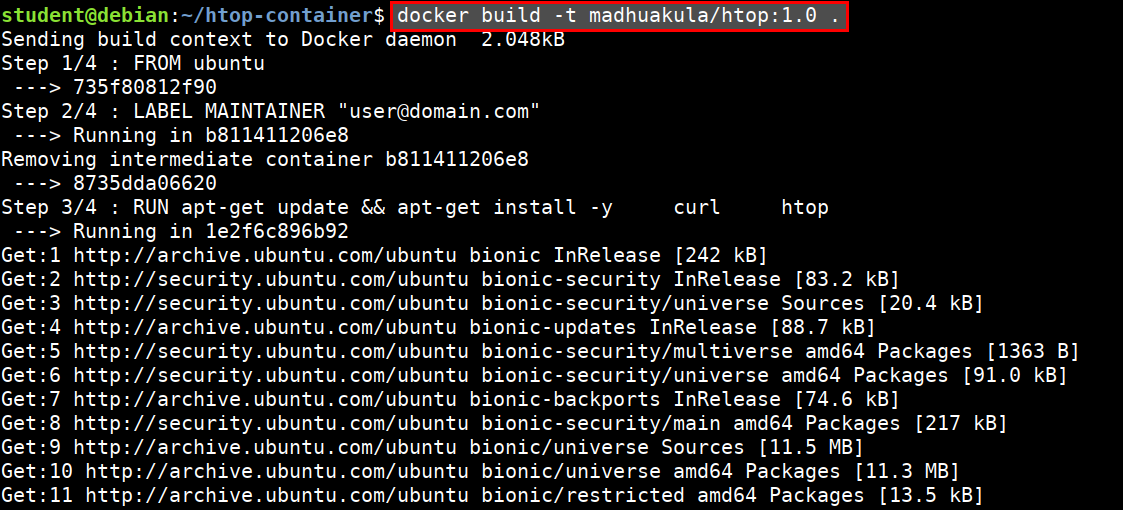 building docker image