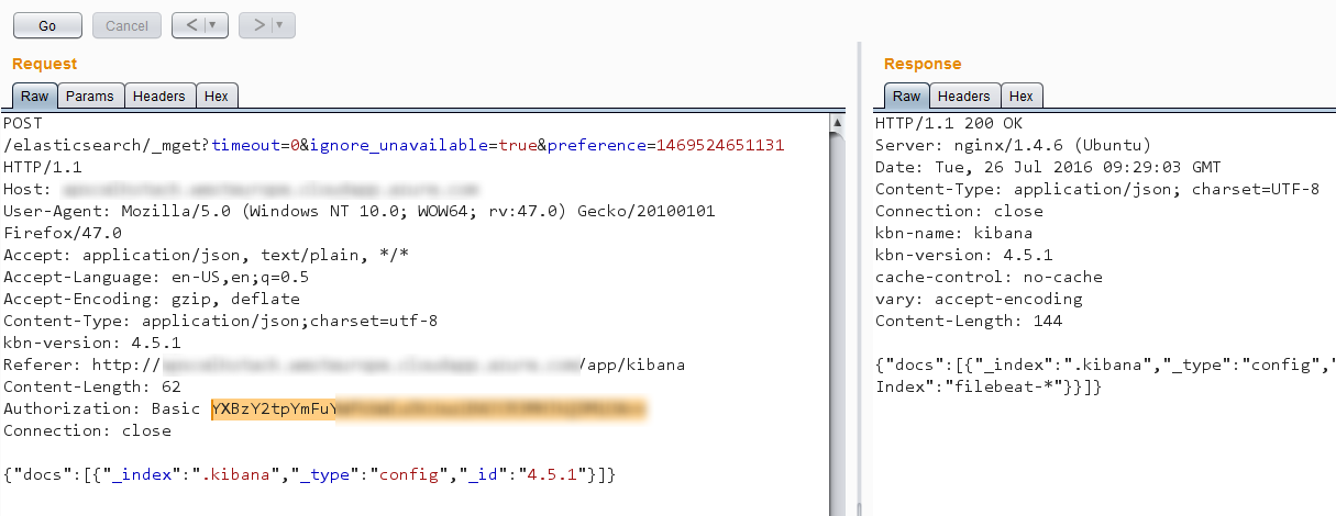 Request Response having the Basic Auth header