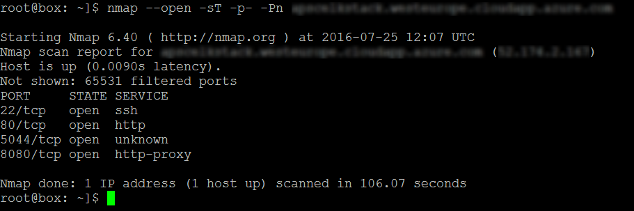 Port scan to discover services